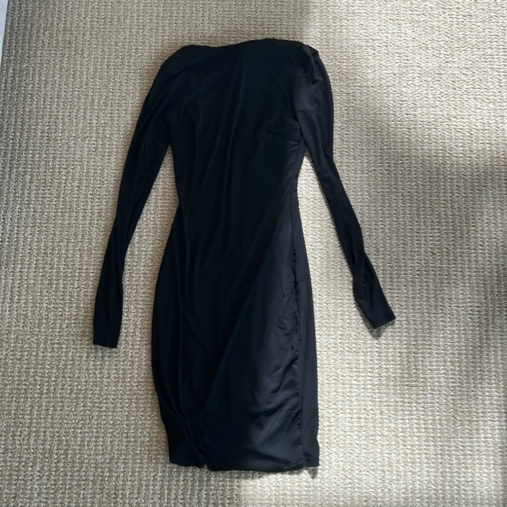Princess Polly black mesh bodycon turtleneck long sleeve dress